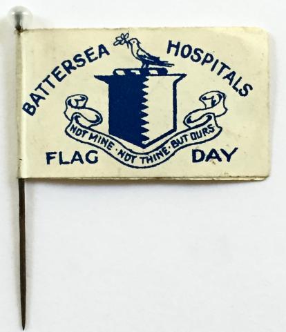 WW1 Battersea Hospitals Flag Day paper fundraising charity badge