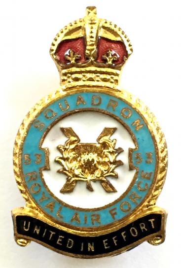 RAF No 53 Squadron Royal Air Force badge circa 1940s