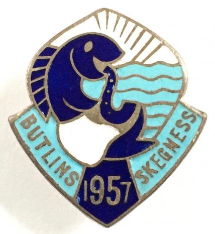 Butlins 1957 Skegness Holiday Camp fish & saxophone badge