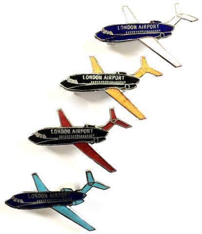 London Airport pre-1966 set of four aeroplane badges