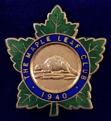 Canadian Soldiers leave hostel London The Maple Leaf Club 1940 badge