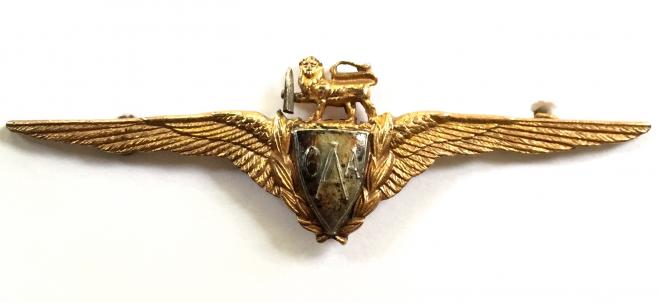 Central African Airways pilot officer gilt winged badge c1946