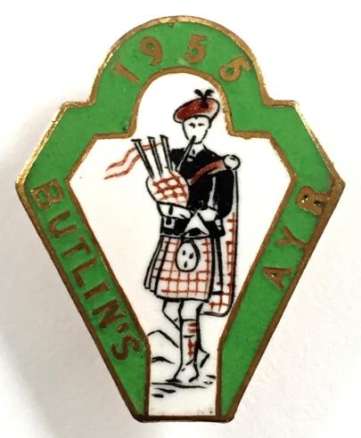 Butlins 1955 Ayr Holiday Camp scottish bagpiper badge