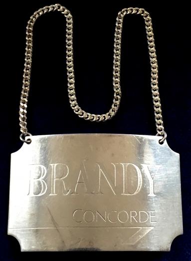 British Airways Concorde 1986 silver Brandy decanter label