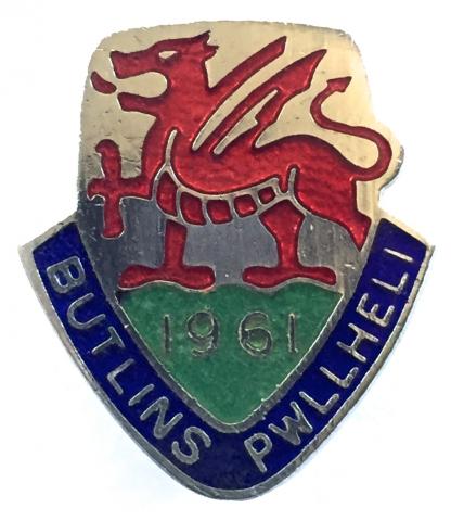 Butlins 1961 Pwllheli Holiday Camp Welsh red dragon badge