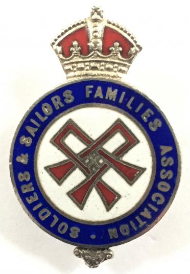 WW1 Soldiers Saliors Families Association SSFA 1915 silver badge