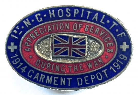 1st Northern General Hospital Newcastle 1914 -1919 war service badge