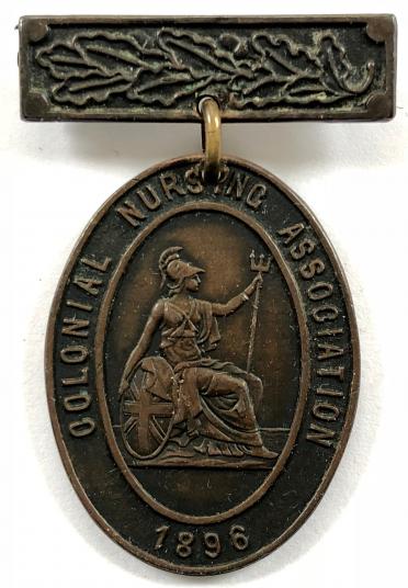 Colonial Nursing Association 1896 bronze nurses hospital badge