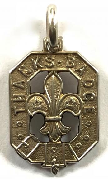 Boy Scouts Thanks badge 1939 hallmarked silver watch fob
