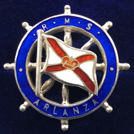 RMS Arlanza RMSPC shipping line silver ships wheel badge