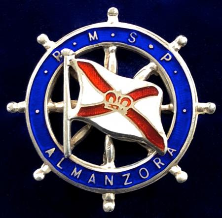 RMSP Almanzora shipping line silver ships wheel badge