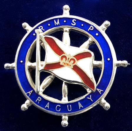 RMSP Araguaya shipping line silver wheel badge 