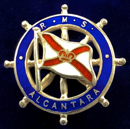 RMS Alcantara RMSP Company shipping line 1949 silver wheel badge