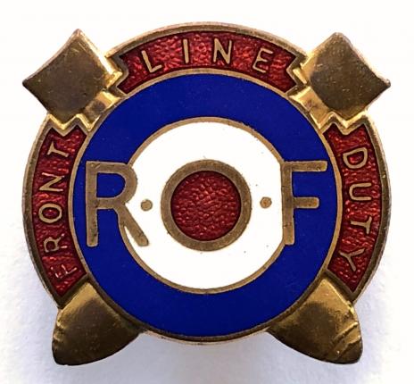 WW2 ROF Front Line Duty Royal Ordnance Factory war worker badge