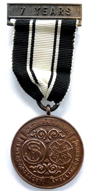 Southern Railway St John Ambulance 7 years service medal