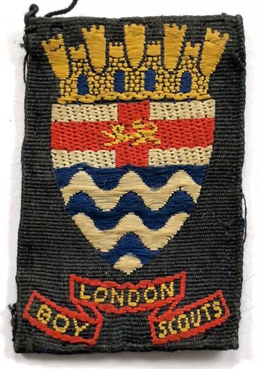 Boy Scouts London gold embroidered cloth badge.