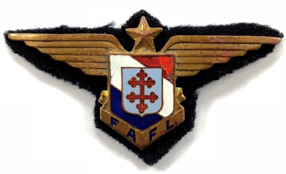 WW2 Free French Air Force Pilot Wing FAFL full size numbered badge