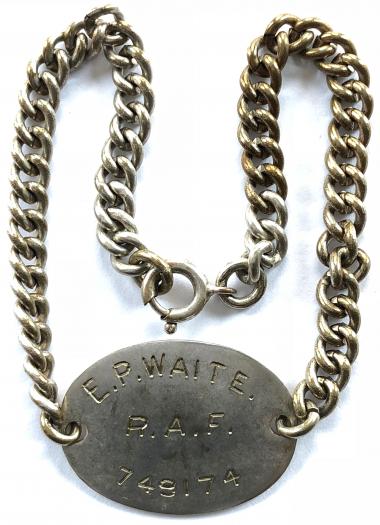 WW2 Royal Air Force RAFVR pilots identity bracelet.