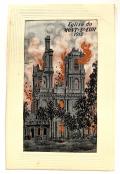 WW1 Eglise du Mont-St.Eloi 1915 Flames Series Stevengraph postcard