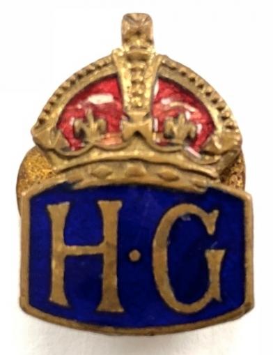 WWII Home Guard miniature HG mufti lapel badge.