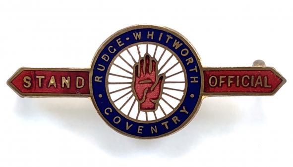 Rudge Whitworth Bicycles & Motorcycles exhibition promotional badge
