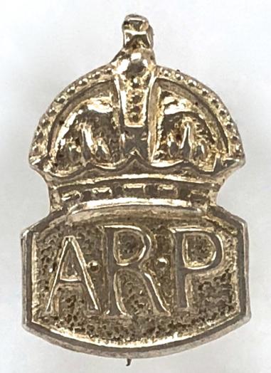 Air Raid Precautions wardens silver miniature ARP pin badge.