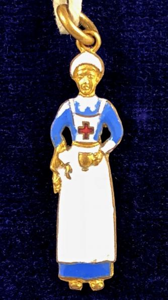 WW1 Nurse in uniform figurine pendant charm 1914 registration mark