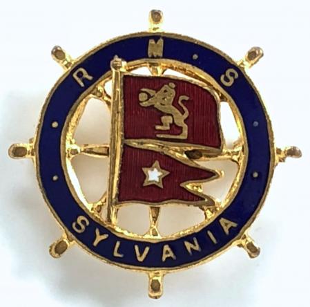 RMS Sylvania Cunard Shipping Line ships wheel souvenir badge