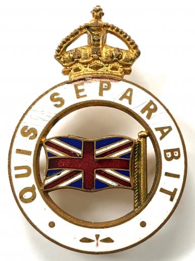 Ulster Unionist circa 1912 Union Flag Quis Separabit badge 