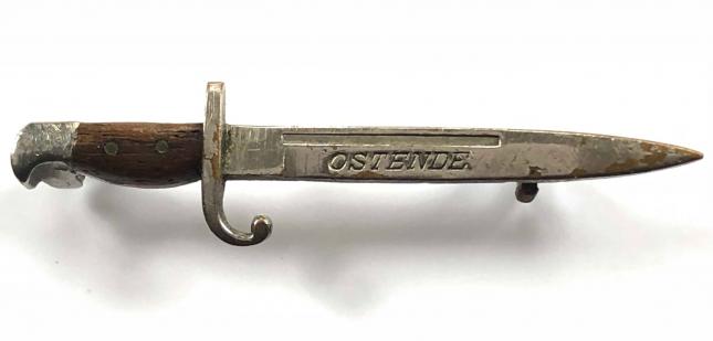 WW1 Ostende miniature bayonet battle badge 53mm