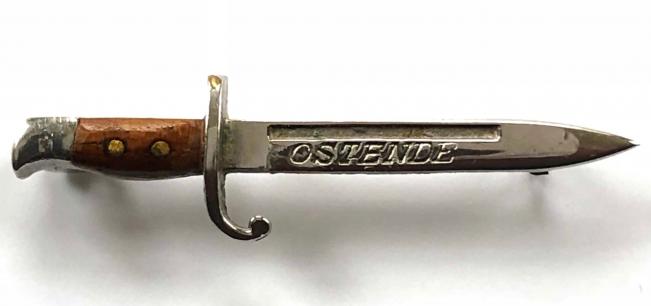 WW1 Ostende miniature bayonet battle badge 40mm