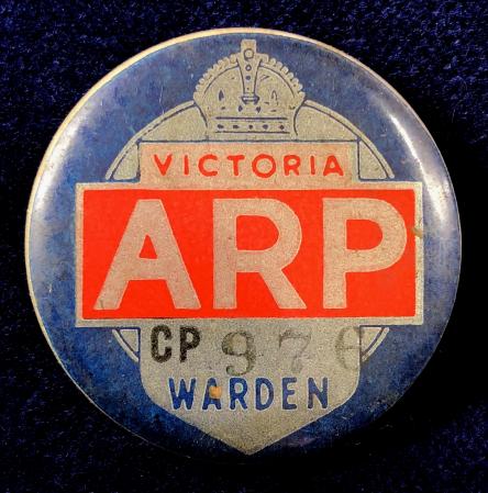 WW2 Victoria ARP Warden Australian home front badge.