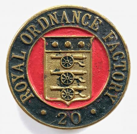 WW2 Royal Ordnance Factory 20 munitions workers badge