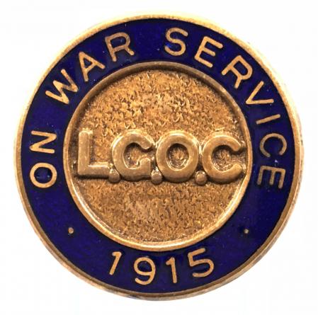 WW1 London General Omnibus Company 1915 on war service badge