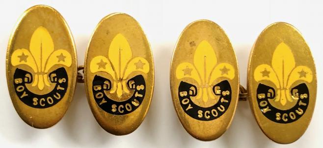 Boy Scouts Scout Shop gilt and enamel vintage Cufflinks.