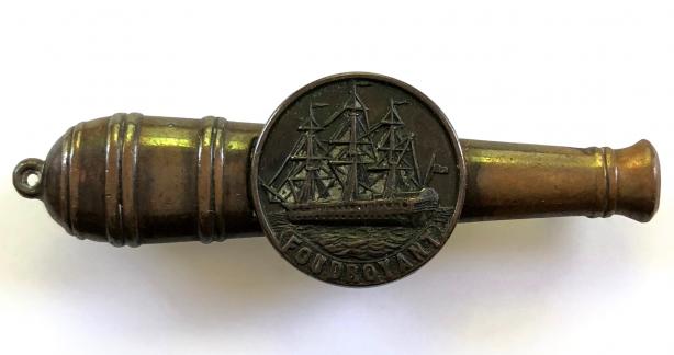 Naval Artillery Cannon badge made from copper bolt Nelsons Flagship HMS Foudroyant