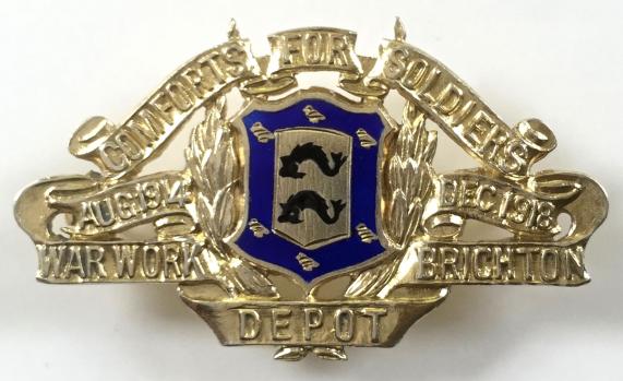 WW1 War Work Depot Brighton Comforts For Soldiers silver badge