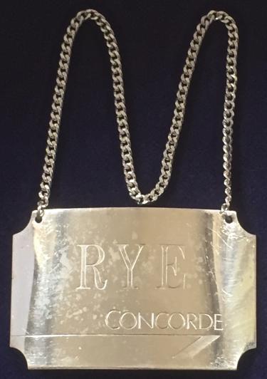 British Airways Concorde 1986 silver Rye whiskey decanter label