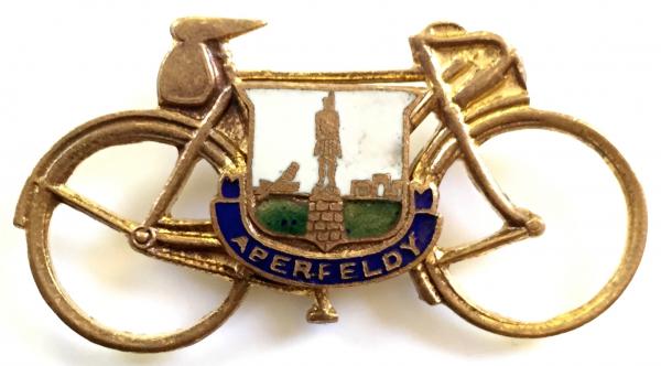 Cyclists Touring souvenir Aberfeldy Scotland vintage bicycle badge.