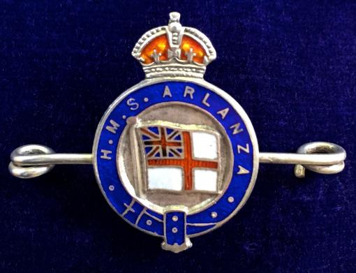 WW1 RMS Arlanza and Royal Navy ship HMS Arlanza silver badge.