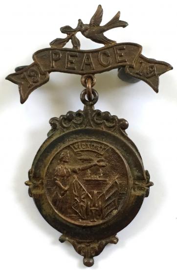 Coalville Peace Celebrations 1919 Britannia Battleship & Airship badge.