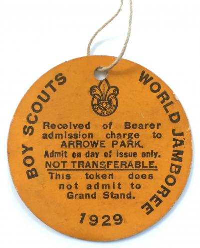 3rd World Scout Jamboree 1929 Arrowe Park admisssion ticket