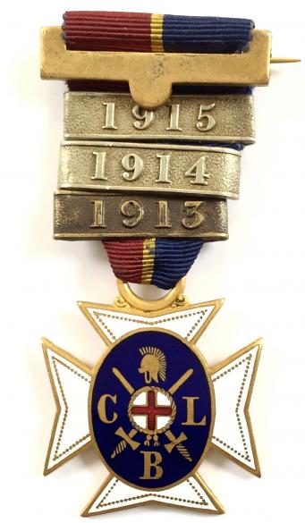 Church Lads Brigade CLB service medal 1913-14-15 clasps