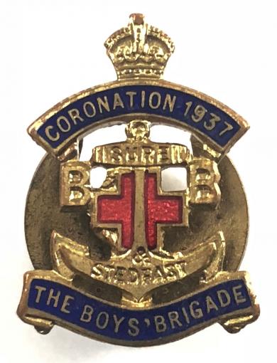 Boys Brigade King George VI Coronation 1937 badge sold in England