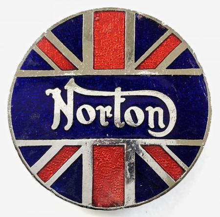 Norton British Motorcycle Company Union Jack badge.