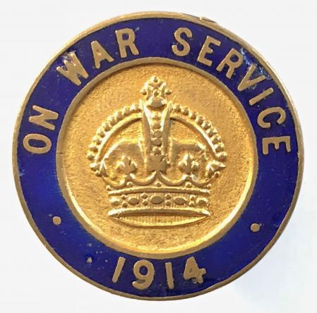 WW1 On War Service 1914 munition workers badge Smith & Wright.