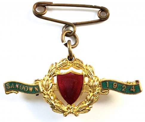 1924 Sandown Park Racecourse horse racing club badge.