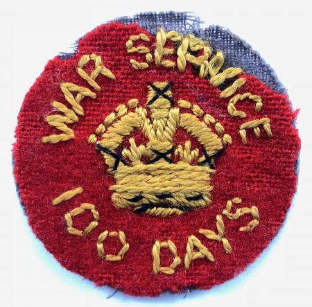 Boy Scouts 1914 - 1918 War Service 100 Days felt cloth uniform badge.