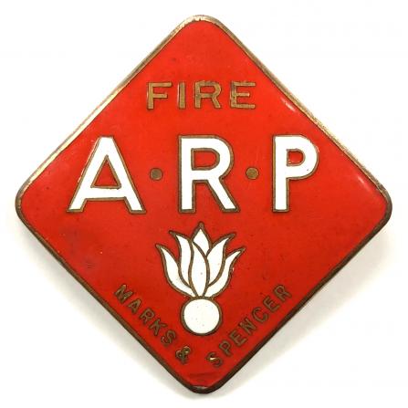 Marks & Spencer ARP fire officer air raid precautions badge