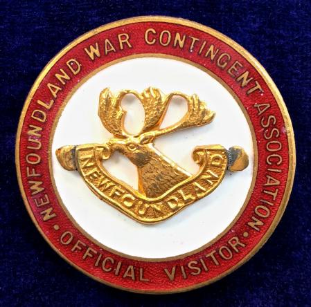 WW1 Newfoundland War Contingent Association official visitor badge.